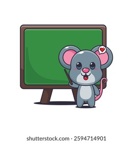 Mouse cartoon vector illustration with blackboard
Design element for poster, brochure, web, mascot, sticker, logo and icon.
