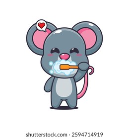 Mouse cartoon vector illustration brushing teeth
Design element for poster, brochure, web, mascot, sticker, logo and icon.