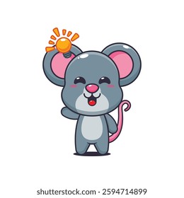 Mouse cartoon vector illustration get an idea 
Design element for poster, brochure, web, mascot, sticker, logo and icon.