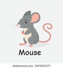 Mouse Cartoon Vector Illustration for Kids Learning, Posters, Cards, and Sublimation Prints on White Background