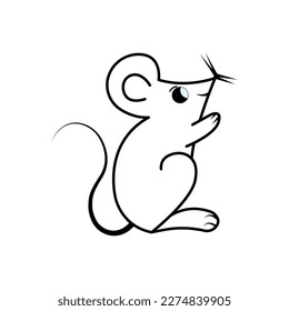 Mouse Cartoon vector illustration template for Coloring book. Drawing lesson for children	

