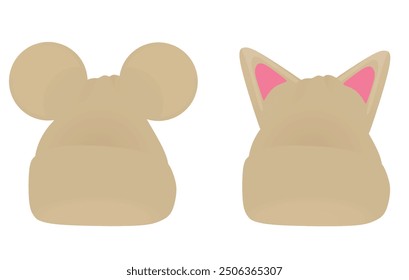Mouse and cat ears winter cap. vector