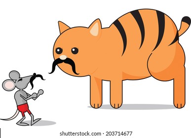 Mouse and Cat with Mustaches