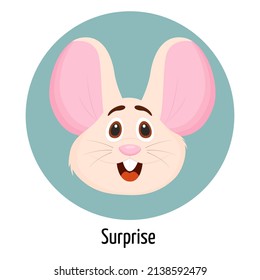 Mouse character with a surprised face. Facial expression. Mouse character feelings.