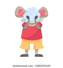 Mouse Character Washing Snout with Soap Foam Follow Hygiene Rule Vector Illustration