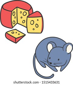 Mouse and Cheese Cartoon Illustration Vector