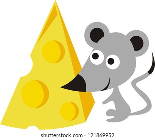Mouse and cheese cartoon vector illustration