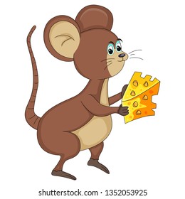 mouse with cheese cartoon vector illustration
