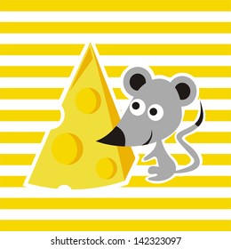 Mouse cheese cartoon vector illustration