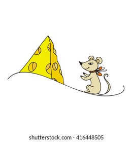 Mouse and cheese cute cartoon vector illustration