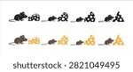 Mouse and Cheese Icon Set. Cartoon Rodent Vector Icons Collection.
