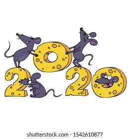 Mouse and cheese new year illustration