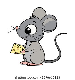 A mouse with cheese on his hand