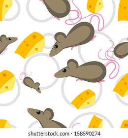 mouse and cheese seamless pattern