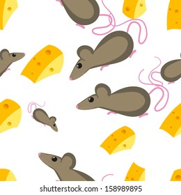 mouse and cheese seamless pattern