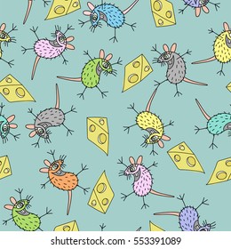 mouse and cheese. seamless pattern