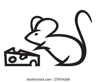 Mouse with cheese vector illustration