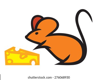 Mouse with cheese vector illustration