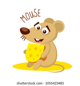 Mouse with cheese Vector illustration isolated