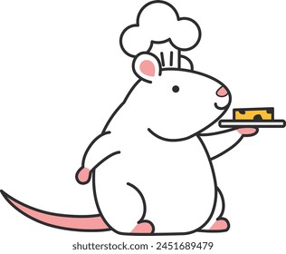 Mouse chef with cheese cake
