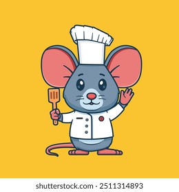 A Mouse Chef Holding Spatula.