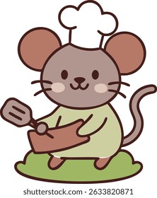 Mouse as a Chef Illustration in white background 