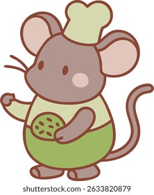 Mouse as a Chef Illustration in white background 