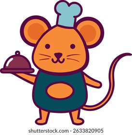Mouse as a Chef Illustration in white background 