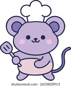 Maus als Küchenchef Abbildung auf weißem Hintergrund 