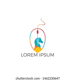 Mouse and chess icon logo design.  Graphic design concept of marketing strategy Outline object.