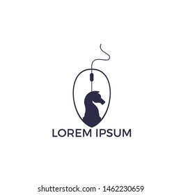 Mouse and chess icon logo design.  Graphic design concept of marketing strategy Outline object.