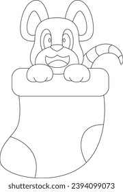 Mouse Christmas Christmas socks Animal Vector Graphic Art Illustration