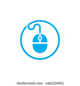 mouse circle line symbol logo vector