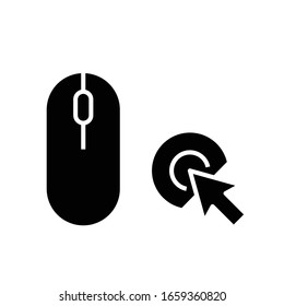 Mouse click black icon, concept illustration, vector flat symbol, glyph sign.