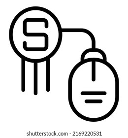 Vector de contorno del icono de clic del ratón. Blog de datos. Aplicación de base de datos