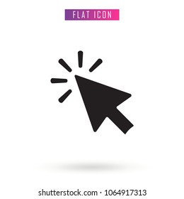 Mouse Click .Mouse Cursor . Black Flat Design .Vector. Icon. Stock illustration in style