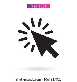Mouse Click .Mouse Cursor . Black Flat Design .Vector. Icon. Stock illustration in style. web and app illustration symbols in modern style