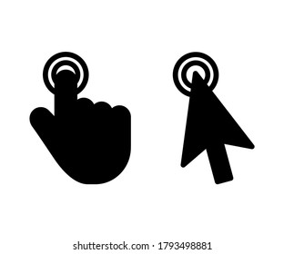 mouse click cursor icon in black solid color and line work-vector illustration for info graphic, websites-arrow and finger illustration