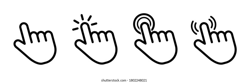 icono del cursor del clic del ratón en color sólido negro e ilustración del vector de trabajo de línea para infografía, flecha de sitios web e ilustración de dedo