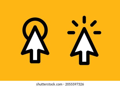 Mouse click cursor icon on yellow background.