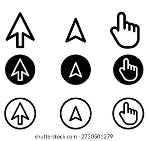 Vector de iconos del cursor del Hacer clic del ratón.