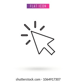 Mouse Click .Cursor Outline. Flat Design .Vector. Icon. Stock illustration in style