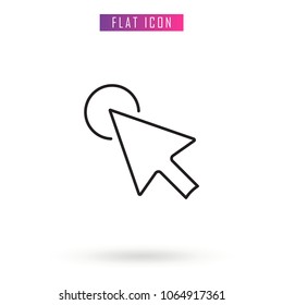 Mouse Click .Cursor Outline. Flat Design .Vector. Icon. Stock illustration in style