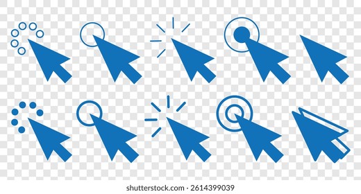 Mouse click cursor set. Arrow cursor. computer mouse click cursor arrow icon collection, Pointer arrow, Clicking cursor. Vector illustration
