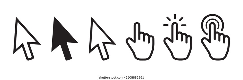 Mouse click cursor set. Hand Cursor. Click icon. Vector Illustration eps 10