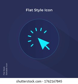 Haga clic en icono plano, haga clic en icono del cursor, haga clic en icono de flecha para sitio web, aplicación móvil, diseño ui.