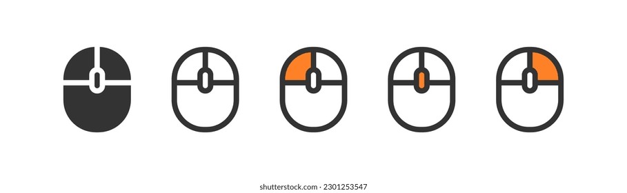 El ratón hace clic en el icono en el fondo de la luz. Símbolo de exploración. Tecnología, ratón inalámbrico moderno, internet, web ui. Estilo plano y colorido. Diseño plano. 