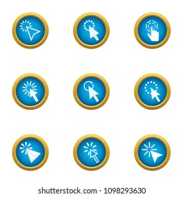 Mouse click icons set. Flat set of 9 mouse click vector icons for web isolated on white background