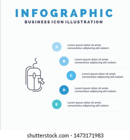 Mouse, Click, Internet, Online, Shopping Line icon with 5 steps presentation infographics Background