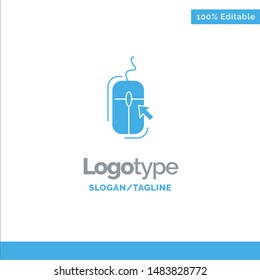 Mouse, Click, Internet, Online, Shopping Blue Solid Logo Template. Place for Tagline